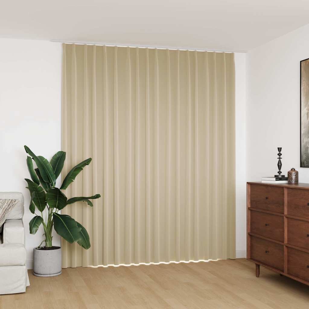 vidaXL Затъмняваща завеса с куки бежова 290x245 см