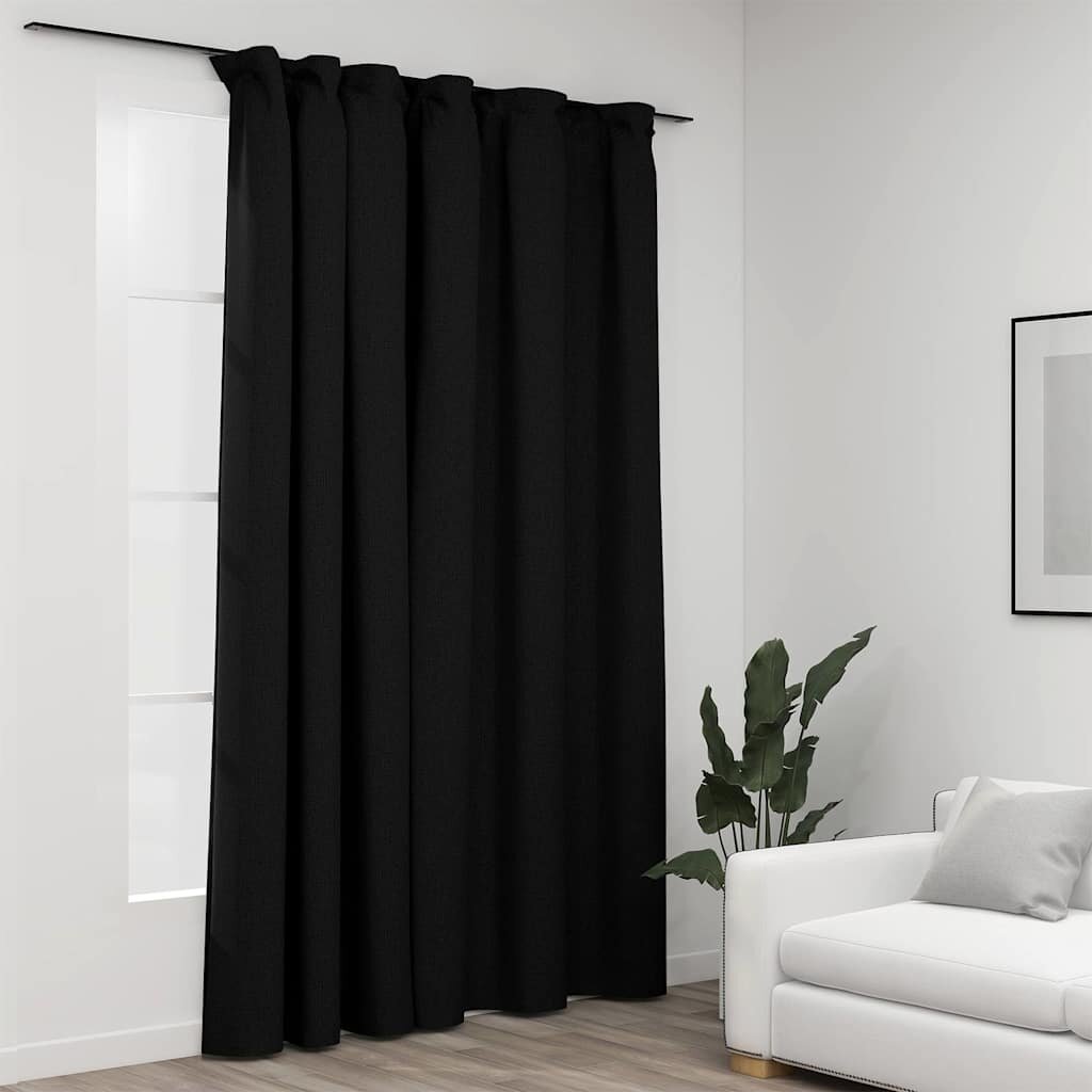 vidaXL Затъмняваща завеса с куки имитираща лен антрацит 290x245 см