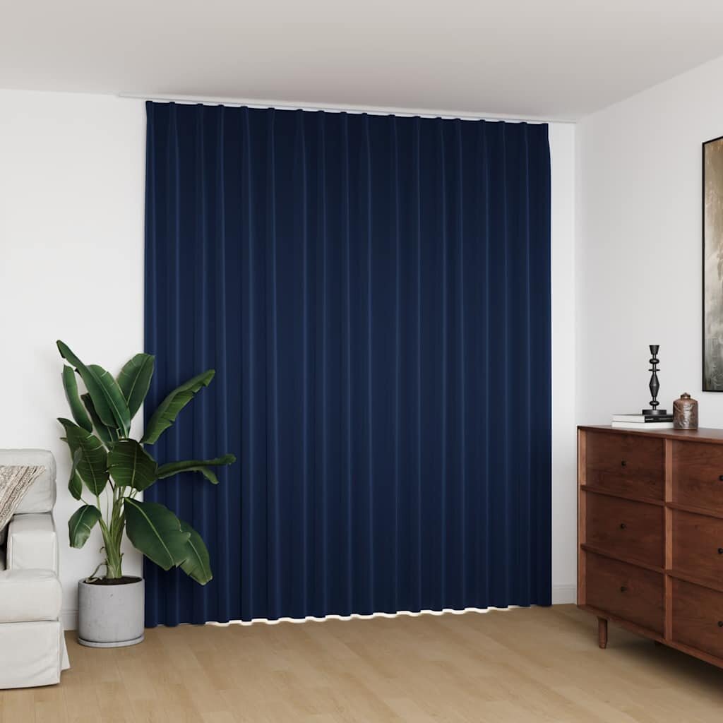 vidaXL Затъмняваща завеса с куки синя 290x245 см