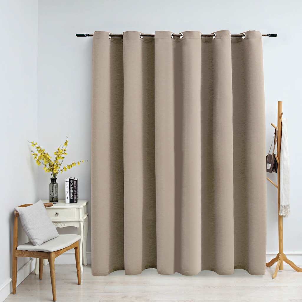vidaXL Затъмняваща завеса с метални халки бежова 290x245 см