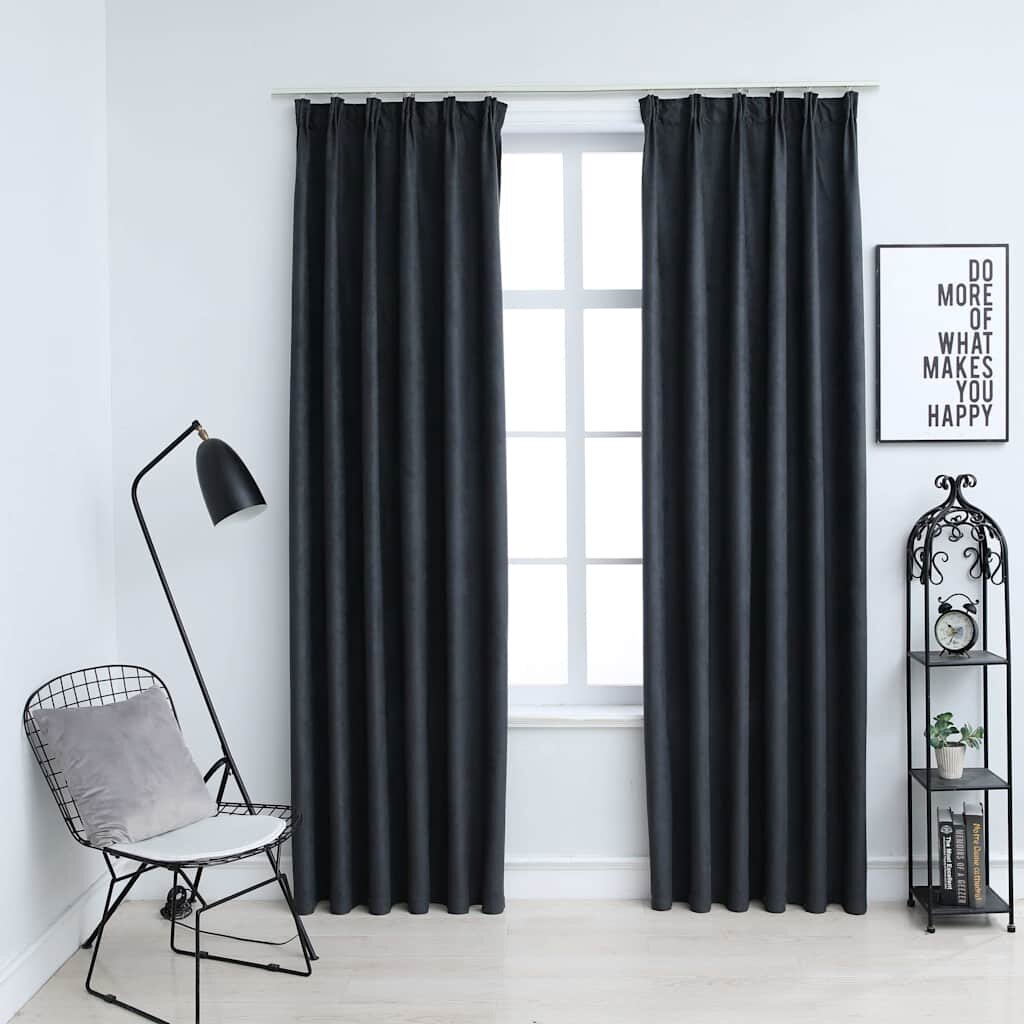 vidaXL Затъмняващи завеси с куки 2 бр антрацит 140x225 см