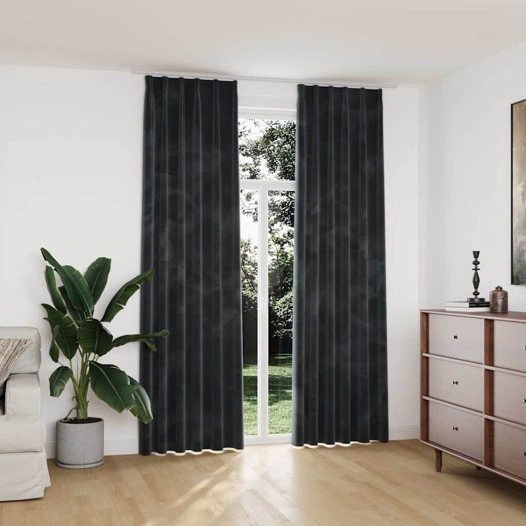 vidaXL Затъмняващи завеси с куки 2 бр кадифе антрацит 140x245 см
