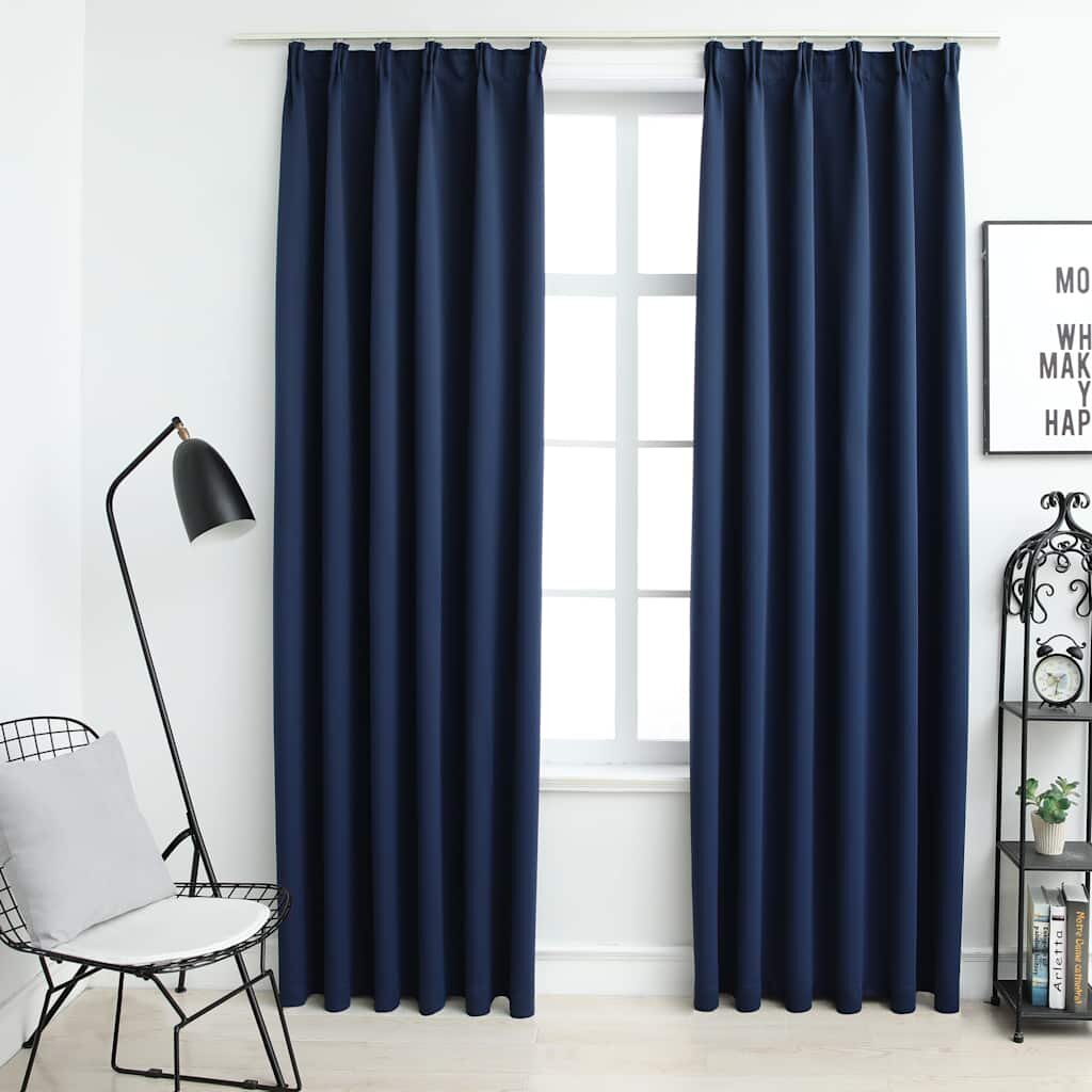 vidaXL Затъмняващи завеси с куки 2 бр сини 140x225 см