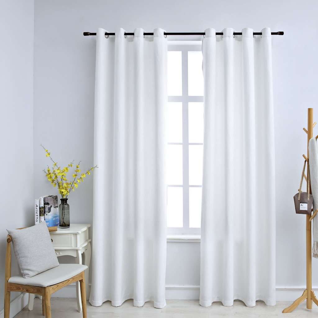 vidaXL Затъмняващи завеси с метални халки 2 бр бели 140x225 см