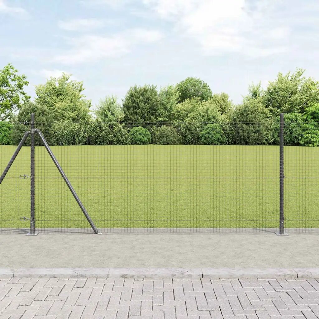 vidaXL Заварена мрежа от тел с бетонен основание 50 x 1 m Сиво Мрежа