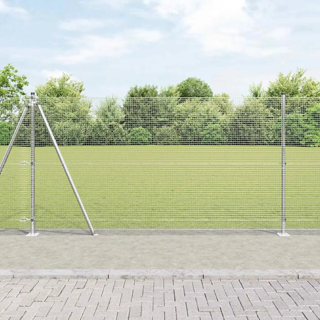 vidaXL Заварена мрежа от тел с бетонен основание 50 x 12 m Сребристо