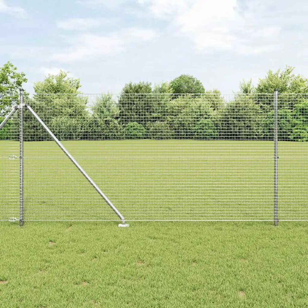 vidaXL Заварена мрежа с шипове 50 x 1 m Поцинкована стомана Сребристо