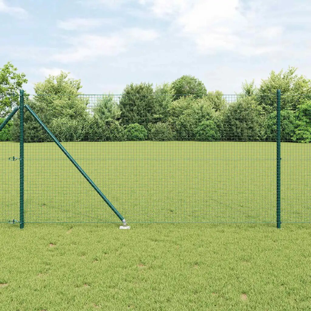 vidaXL Заварена мрежа с шипове 50 x 1 m PVC покрита стомана Зелено
