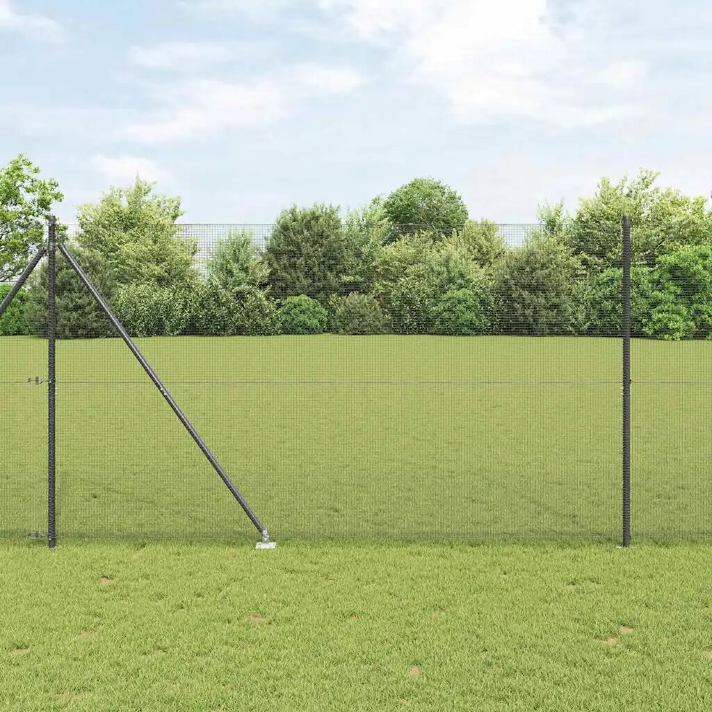 vidaXL Заварена мрежа с шипове 50 x 15 m PVC покрита стомана Сиво