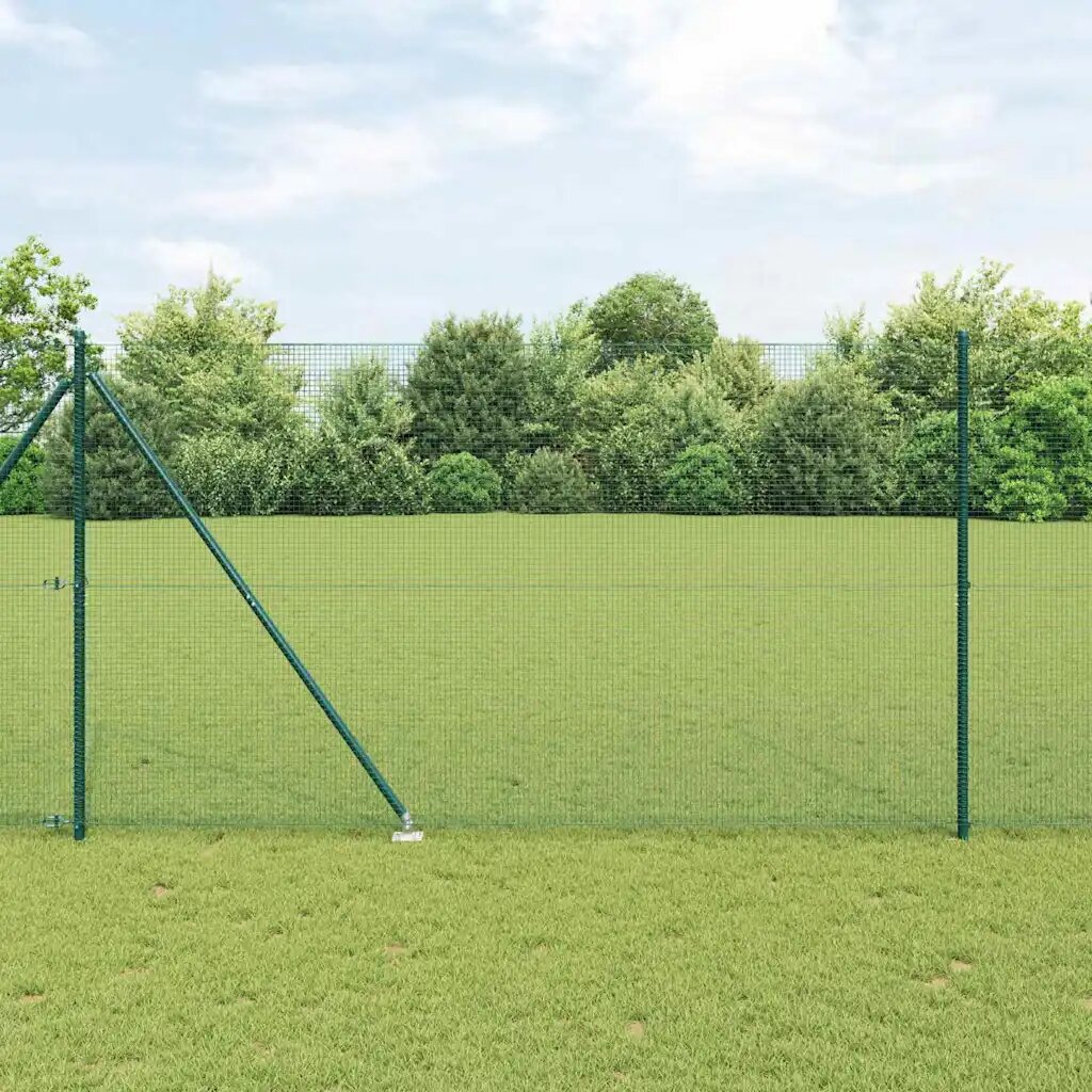 vidaXL Заварена мрежа с шипове 50 x 15 m PVC покрита стомана Зелено