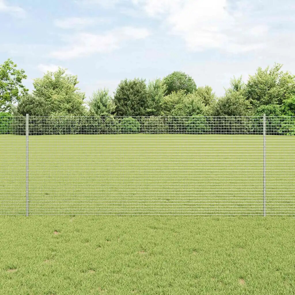 vidaXL Заварена телена ограда с колове 10 x 1 m Поцинкована стомана