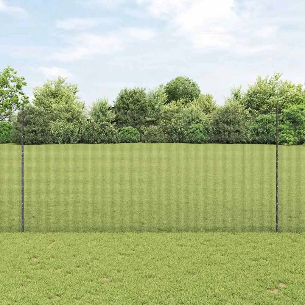 vidaXL Заварена телена ограда с колове 10 x 15 m Поцинкована стомана
