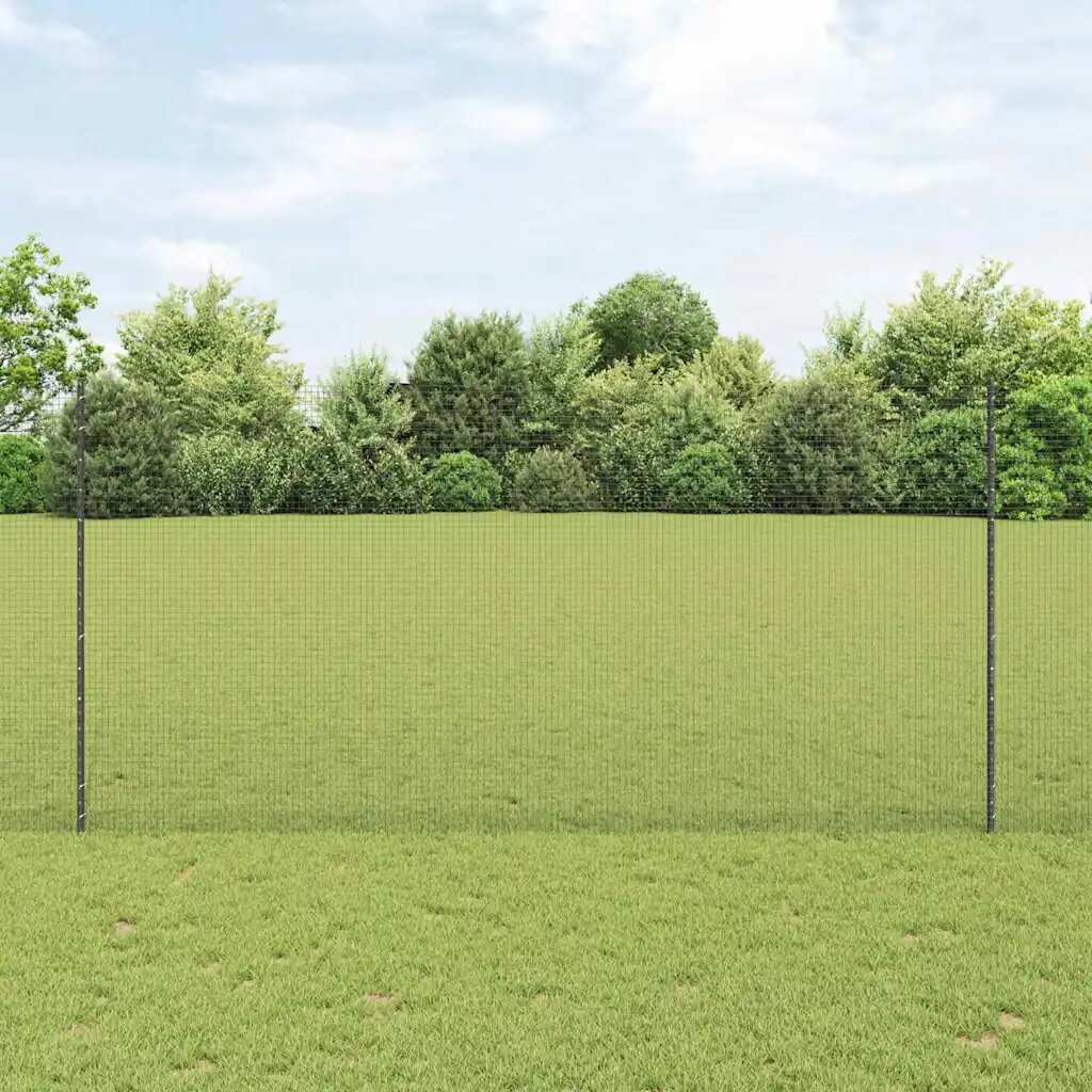 vidaXL Заварена телена ограда с колове 10 x 15 m Поцинкована стомана