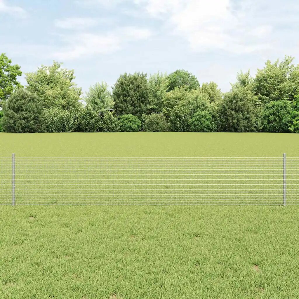 vidaXL Заварена телена ограда с колове 25 x 04 m Поцинкована стомана