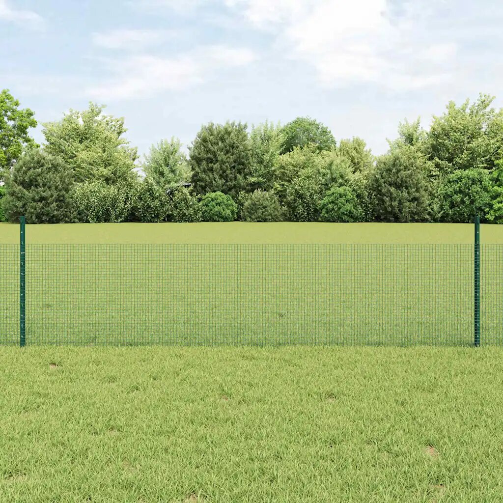 vidaXL Заварена телена ограда с колове 25 x 05 m Поцинкована стомана