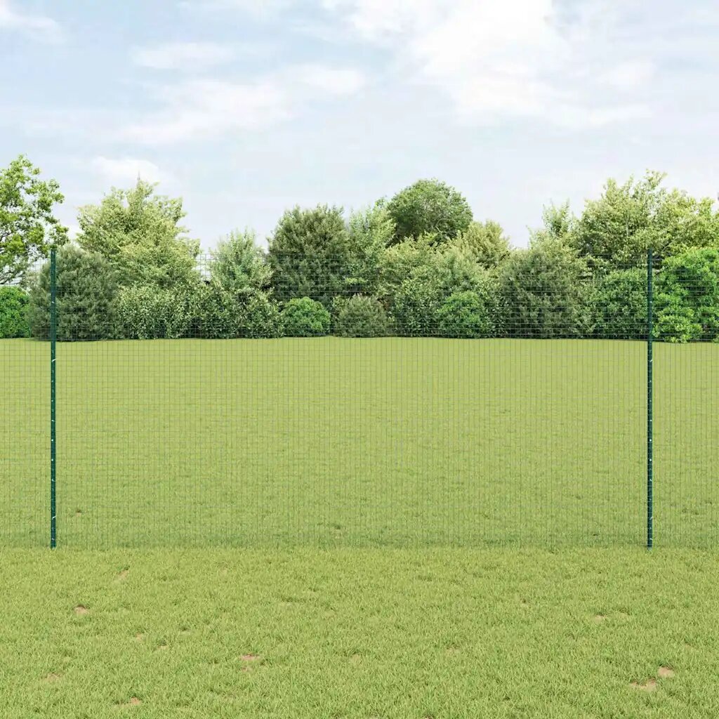 vidaXL Заварена телена ограда с колове 25 x 15 m Поцинкована стомана