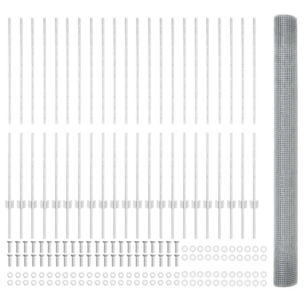 vidaXL Заварена телена ограда с колове 50 x 14 м Поцинкована стомана