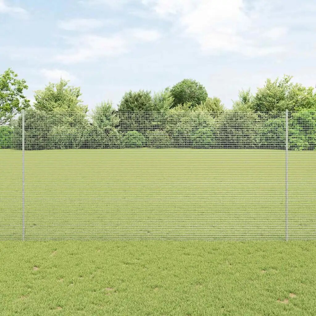 vidaXL Заварена телена ограда с колове 50 x 15 m Поцинкована стомана
