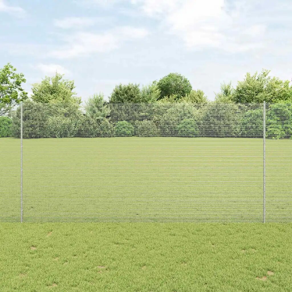vidaXL Заварена телена ограда с колове 50 x 15 m Поцинкована стомана