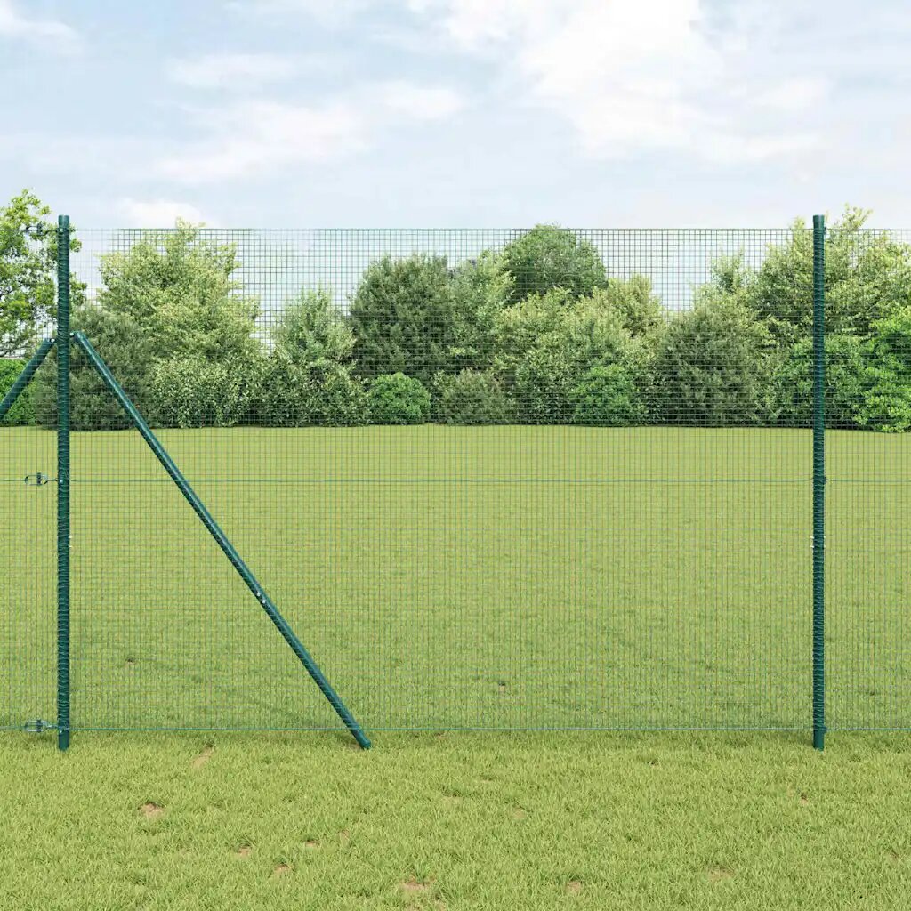vidaXL Заварена телена ограда за фиксиране на земята 25 x 15 m Зелено