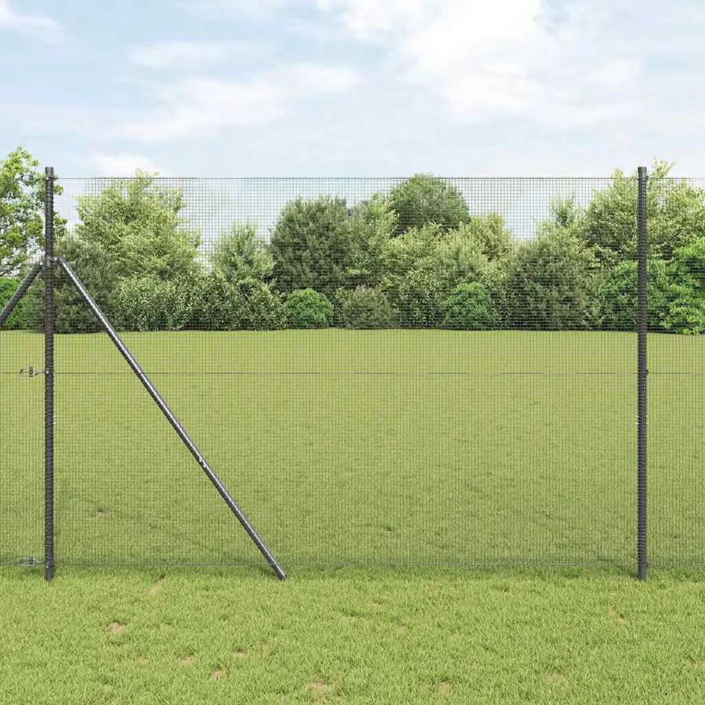 vidaXL Заварена телена ограда за фиксиране на земята 50 x 15 m Сиво
