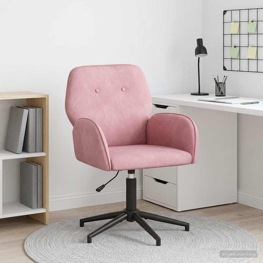 vidaXL Завъртащ се офис стол 54 x 55 x 90 см Розово Кадифе
