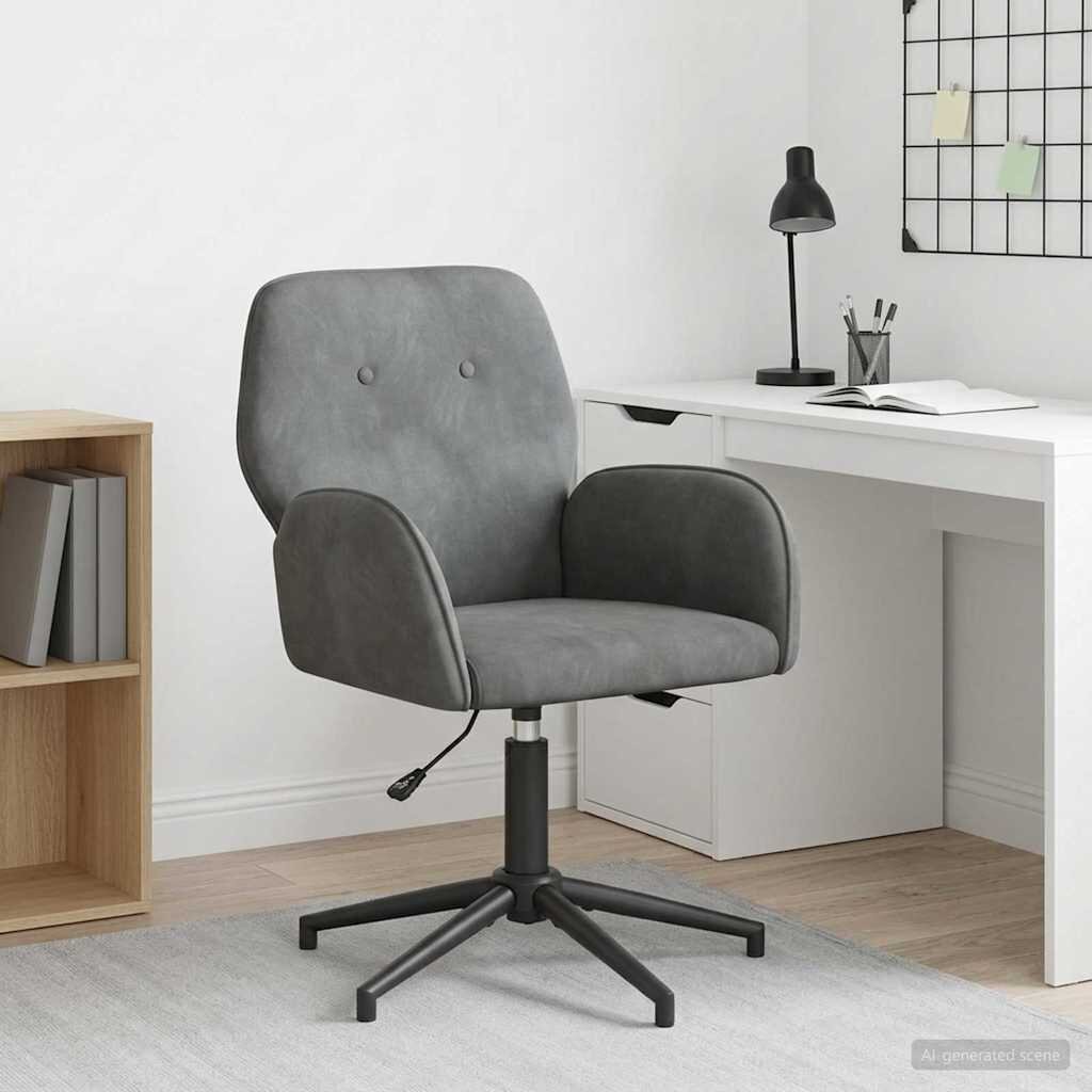 vidaXL Завъртащ се офис стол 54 x 55 x 90 см Тъмносиво Кадифе