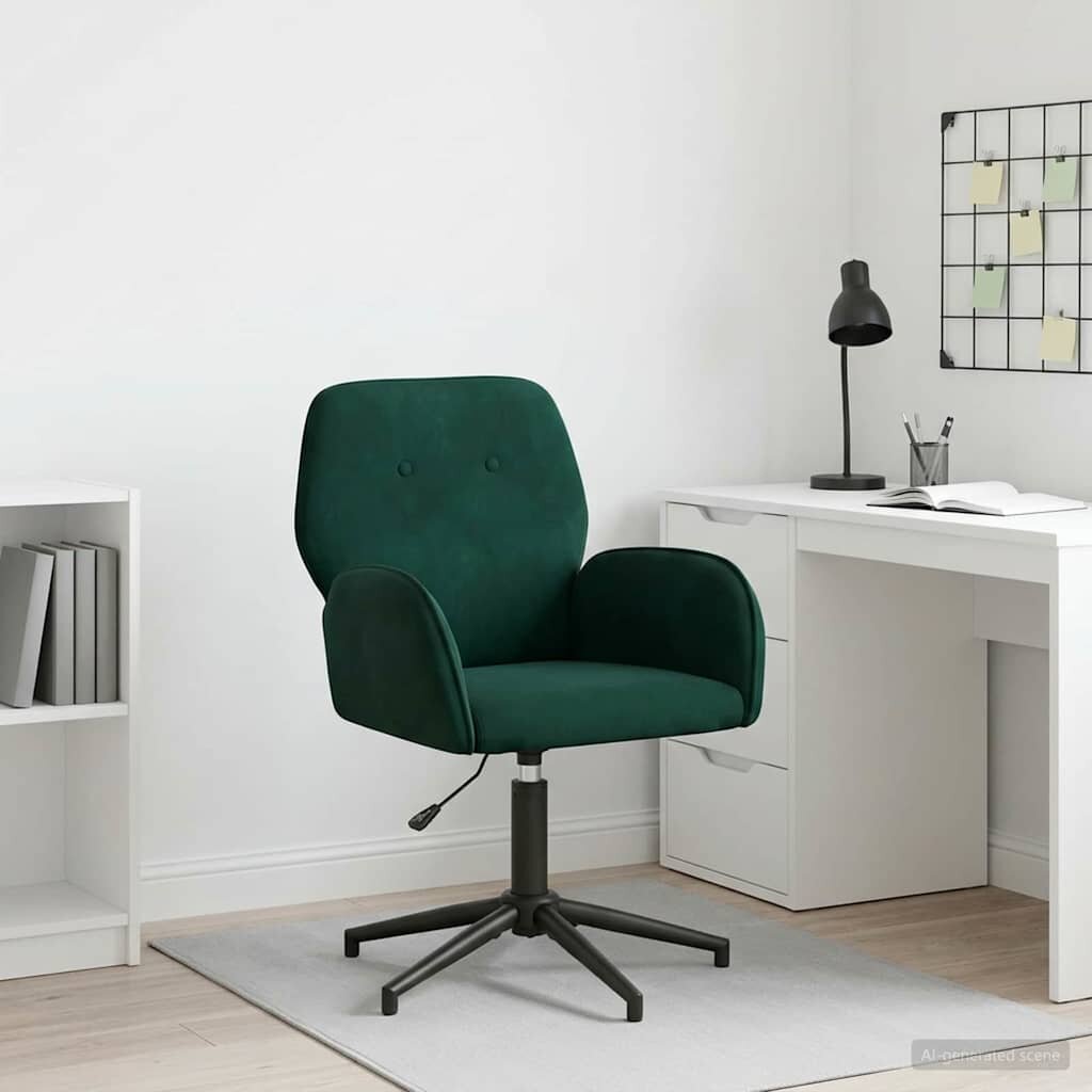 vidaXL Завъртащ се офис стол 54 x 55 x 90 см Тъмнозелено Кадифе