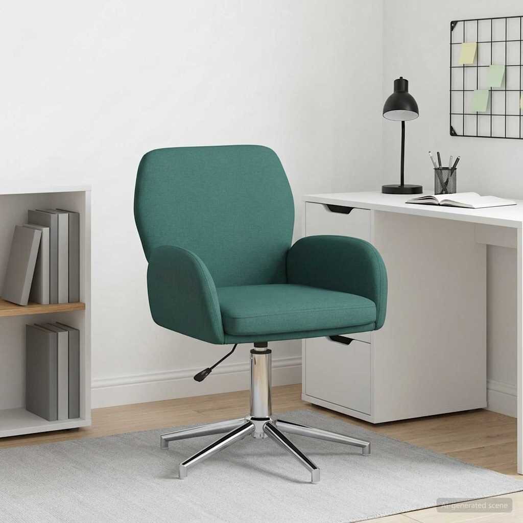 vidaXL Завъртащ се офис стол 54 x 58 x 90 см Тъмнозелено Текстил