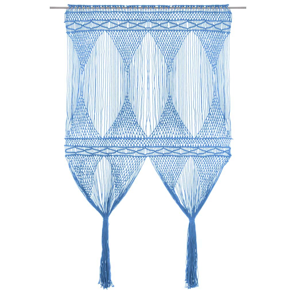 vidaXL Завеса макраме синя 140x240 см памук