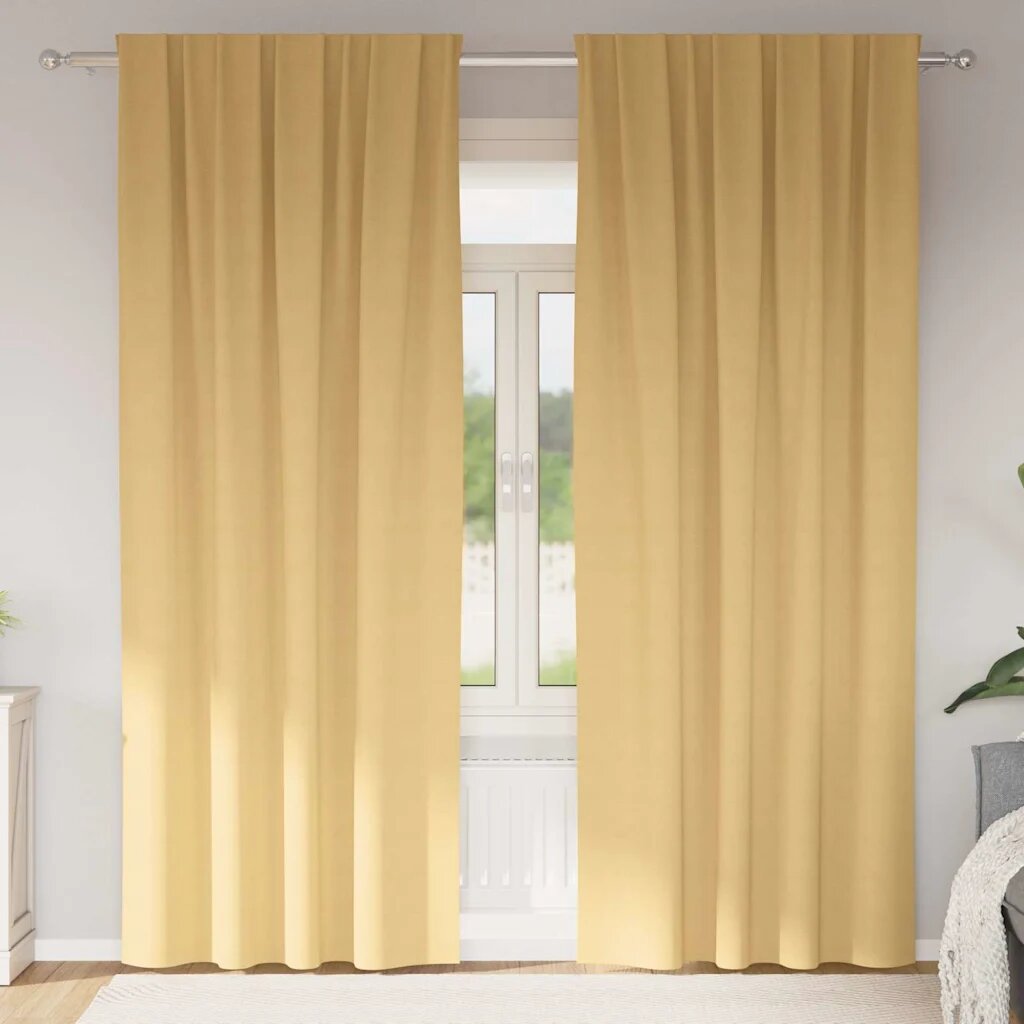 vidaXL Завеси за затъмняване с пръстени 2 бр. Бежово 225 x 140 см