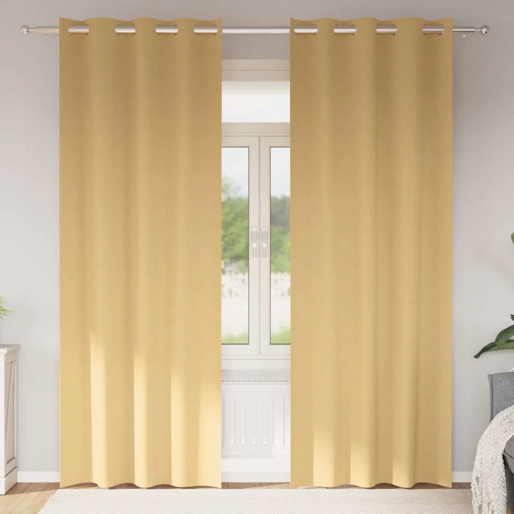 vidaXL Завеси за затъмняване с пръстени 2 бр. Бежово 225 x 140 см
