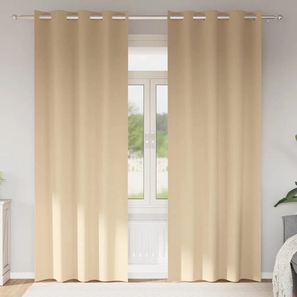 vidaXL Завеси за затъмняване с пръстени 2 бр. Кремаво 245 x 140 см