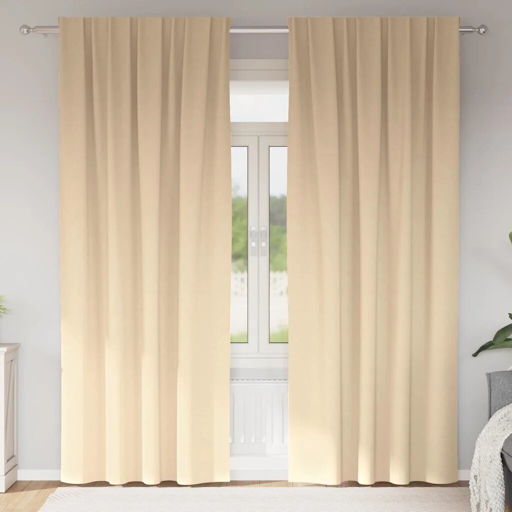 vidaXL Завеси за затъмняване с пръстени 2 бр. Кремаво 245 x 140 см