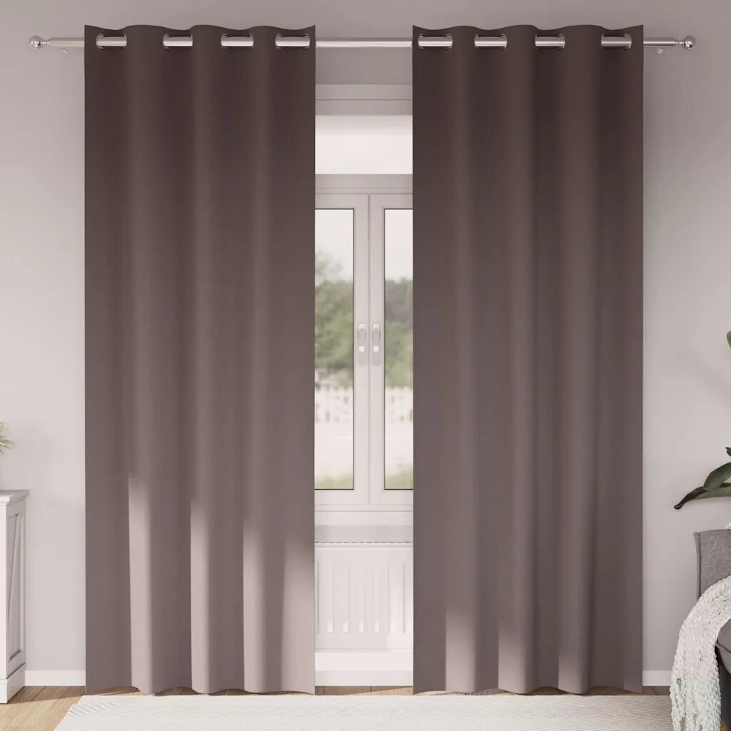 vidaXL Завеси за затъмняване с пръстени 2 бр. Тъмен кафяв 260 x 140 см