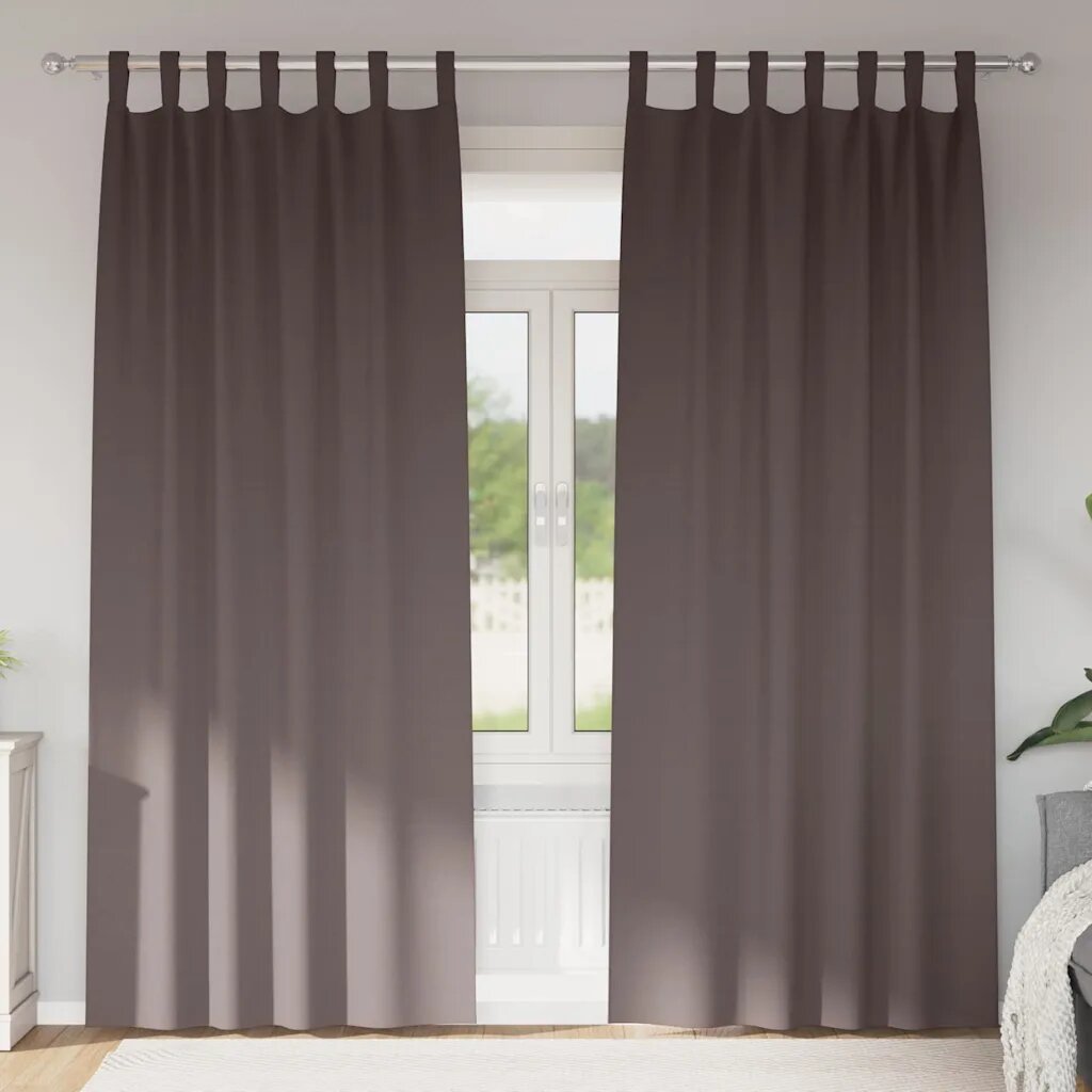 vidaXL Завеси за затъмняване с пръстени 2 бр. Тъмен кафяв 260 x 140 см