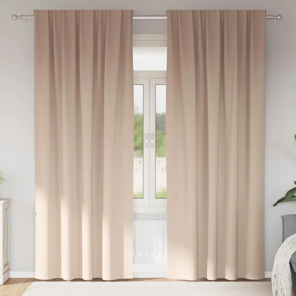 vidaXL Завеси за затъмняване с пръстени 2 бр. Таупе 225 x 140 см