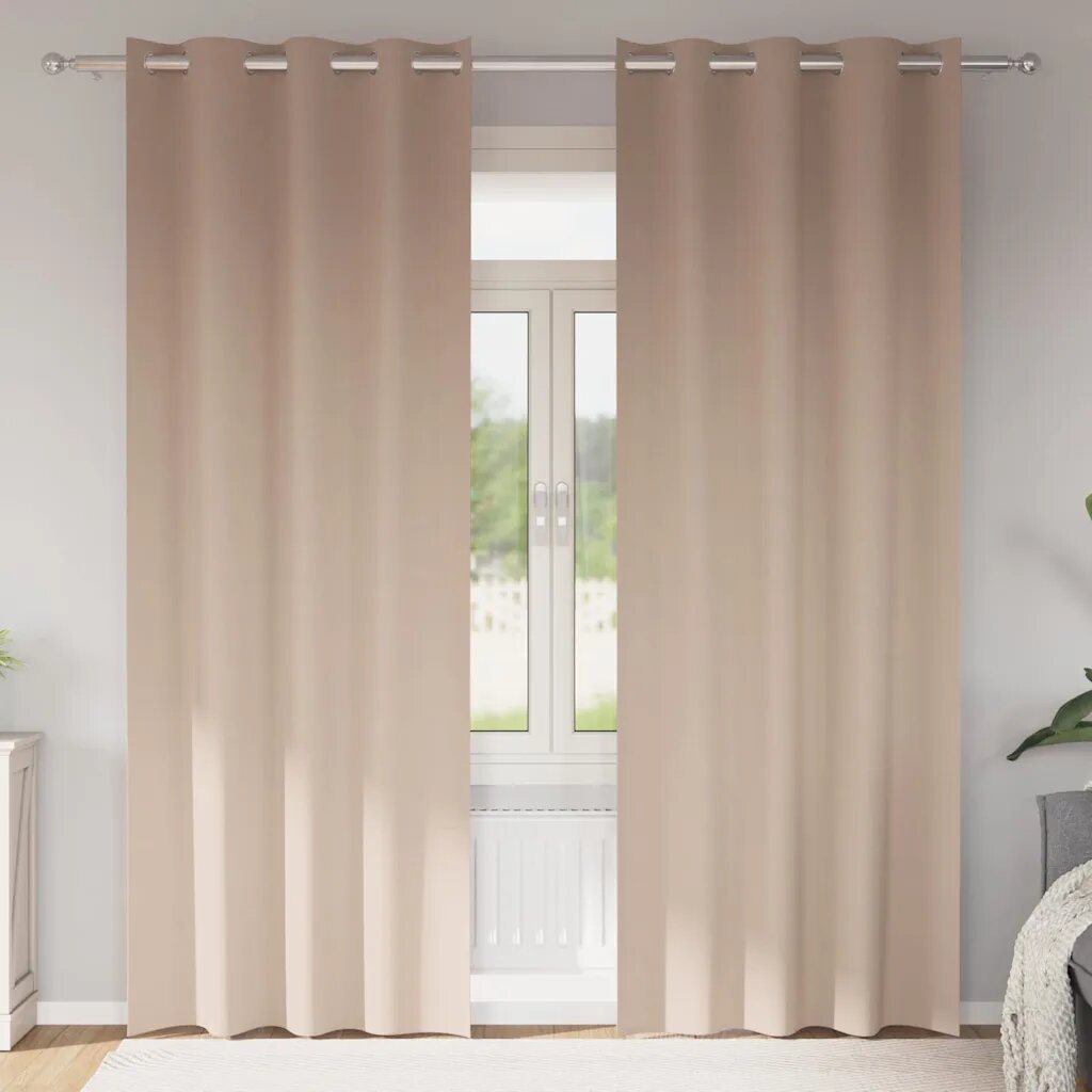 vidaXL Завеси за затъмняване с пръстени 2 бр. Таупе 245 x 140 см