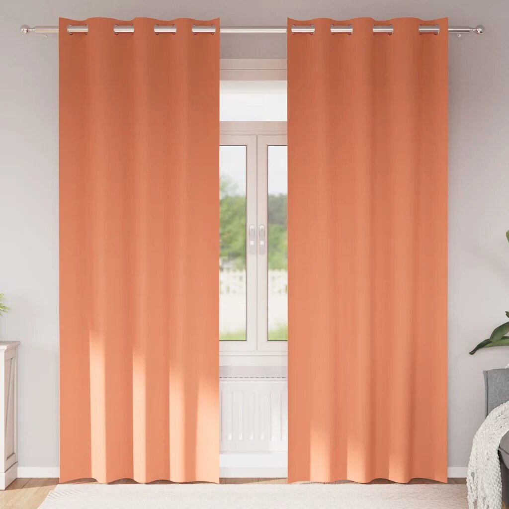 vidaXL Завеси за затъмняване с пръстени 2 бр. Теракота 225 x 140 см