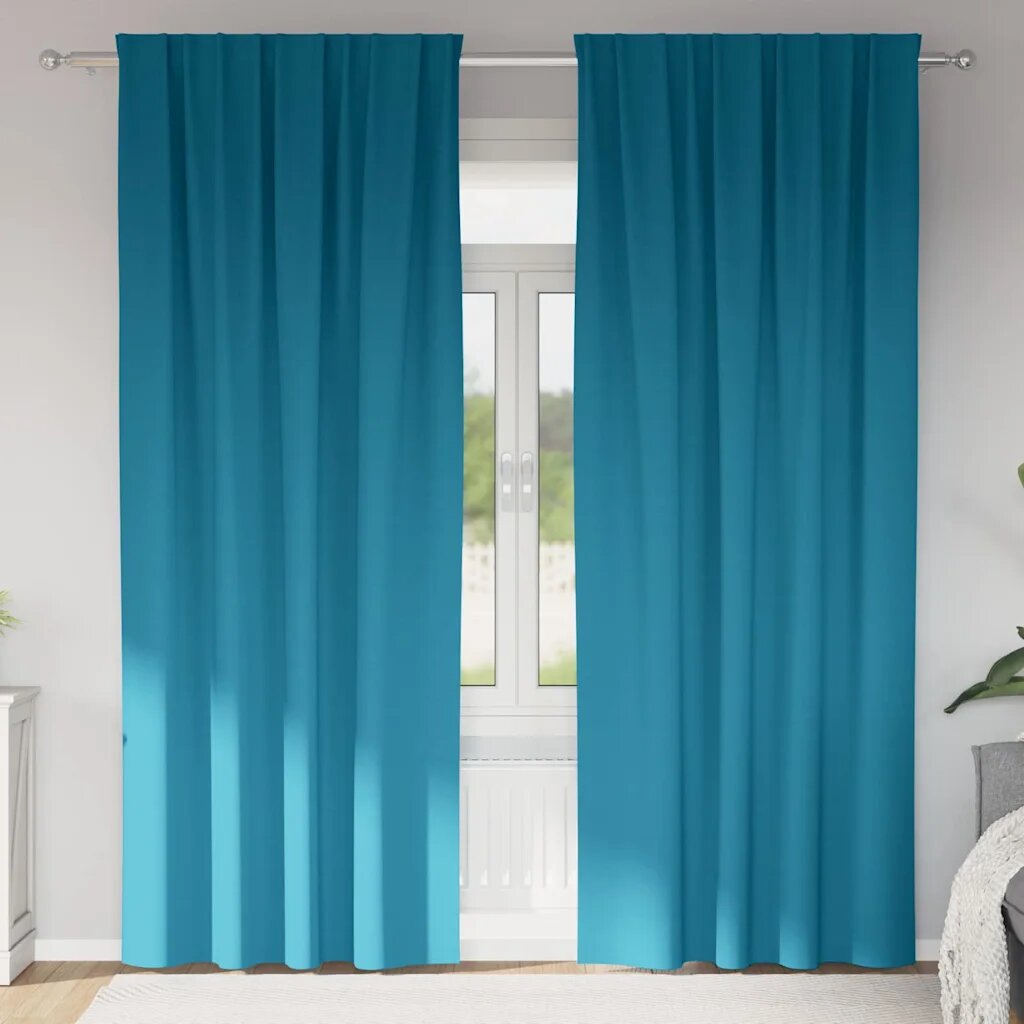 vidaXL Завеси за затъмняване с пръстени 2 бр. Тюркоаз 225 x 140 см