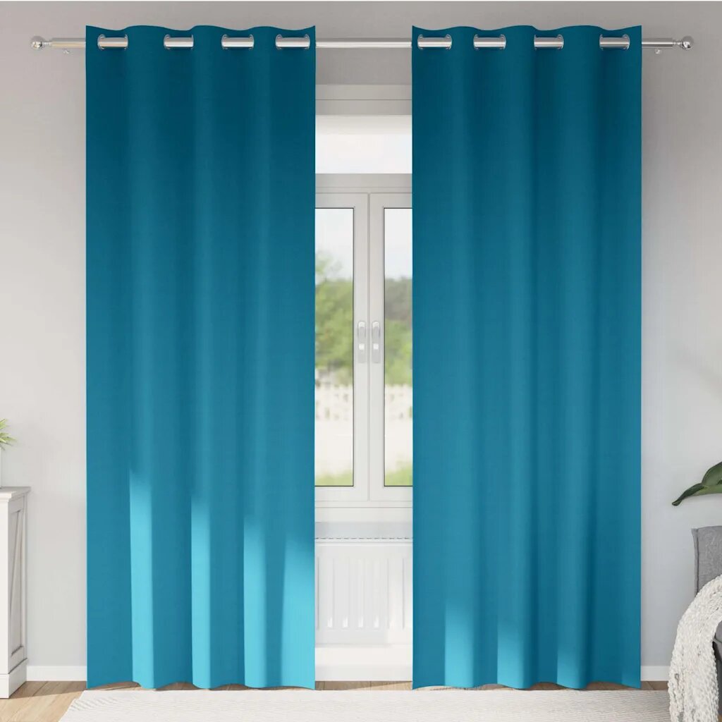 vidaXL Завеси за затъмняване с пръстени 2 бр. Тюркоаз 260 x 140 см