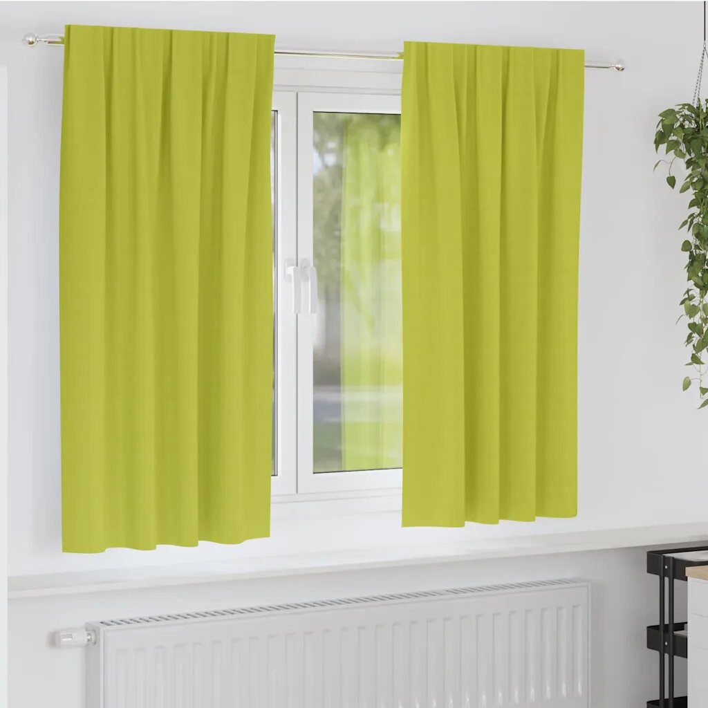 vidaXL Завеси за затъмняване с пръстени 2 бр. Зелено 175 x 140 см