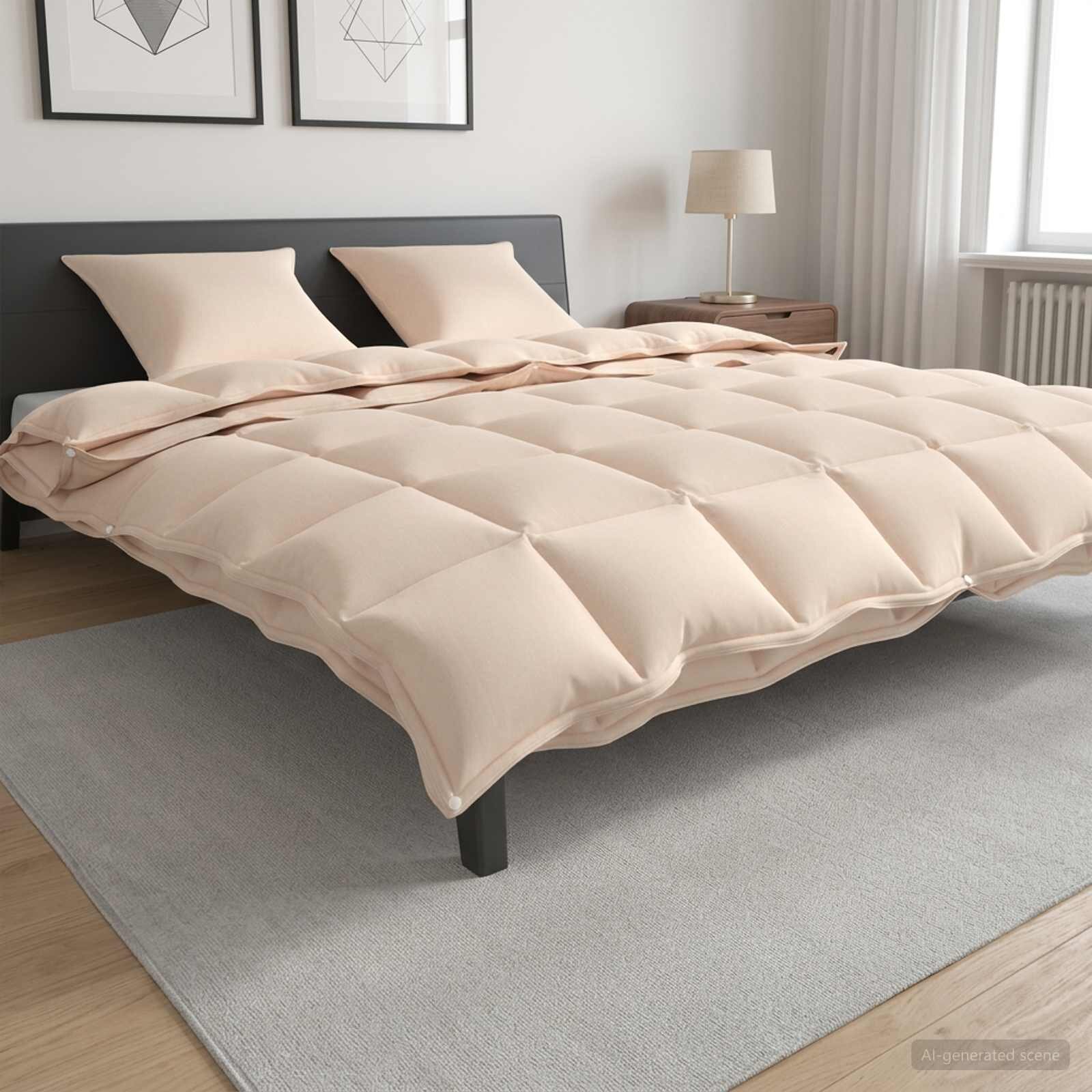 vidaXL Завивка 200 x 200 cm Всички сезони Капок Влакно Бежово
