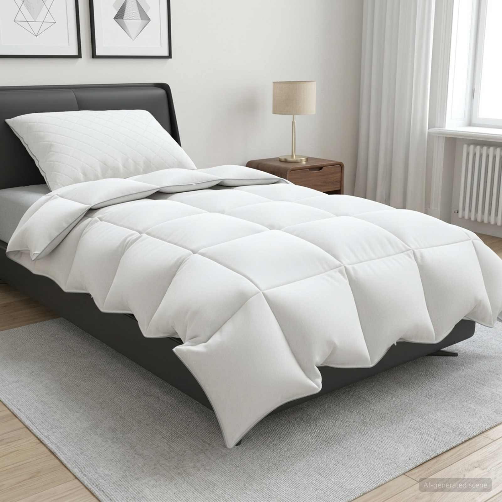 vidaXL Завивка FULDA 135 x 200 cm Зима 300 GSM 90% гъши пух Бяло
