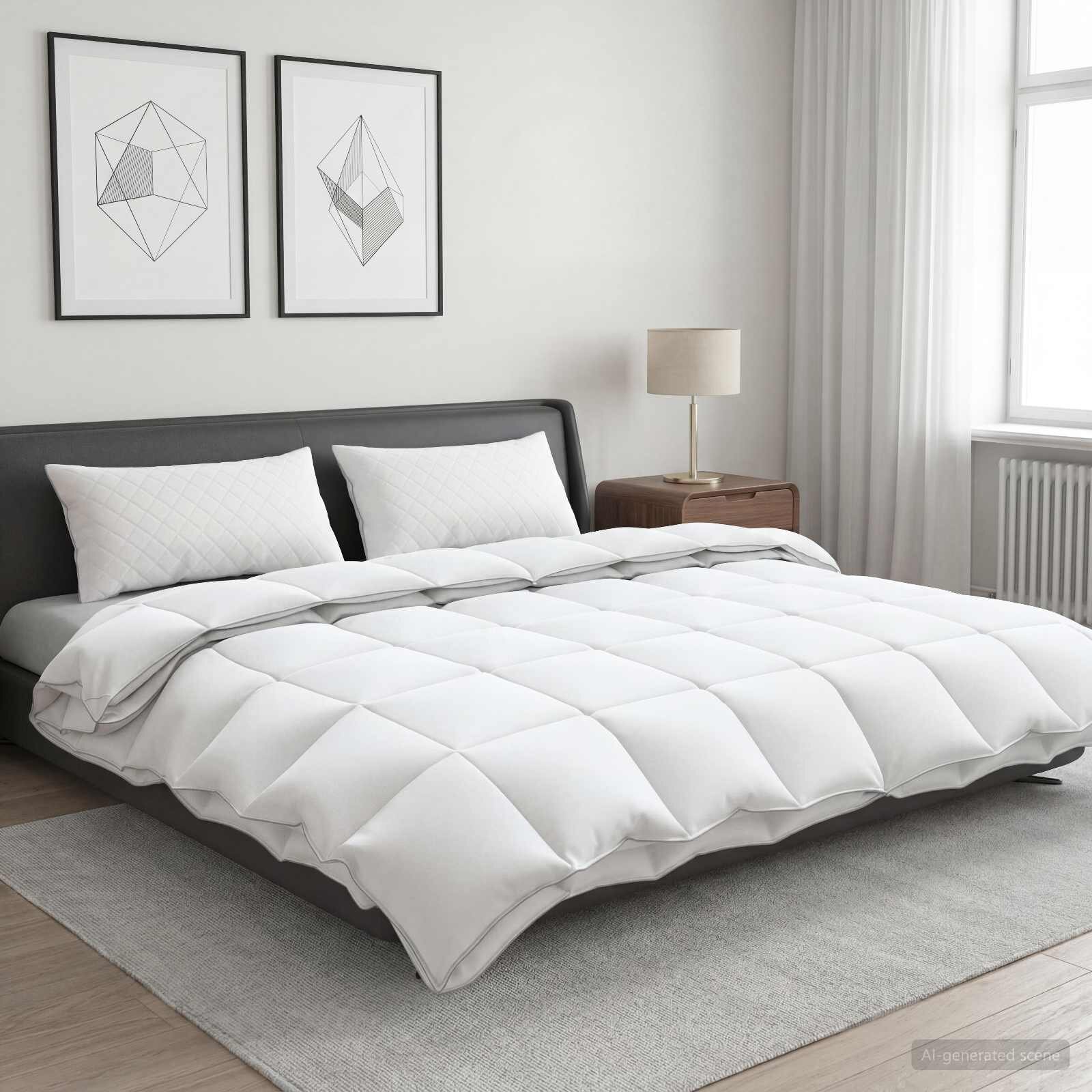 vidaXL Завивка FULDA 200 x 200 cm 4 сезона 310 GSM 90% гъши пух Бяло