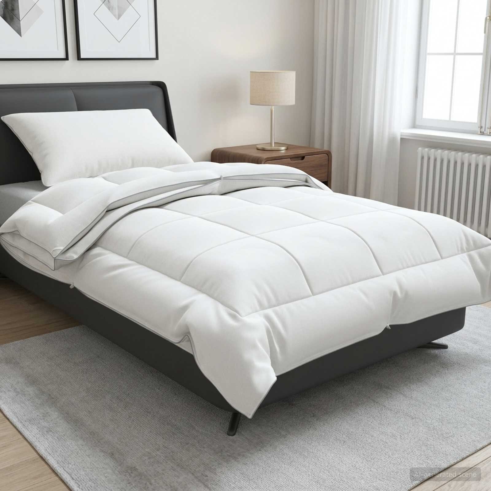 vidaXL Завивка TRIER 155x220см 4 сезона 140+220GSM Бяло Дизайн 2 в 1