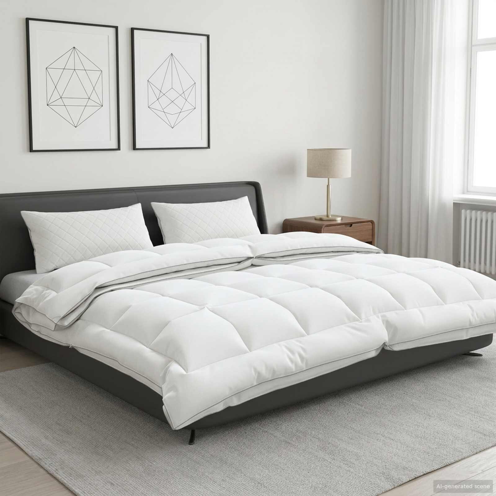 vidaXL Завивка TRIER 240x260см 4 сезона 140+220GSM Бяло Дизайн 2 в 1