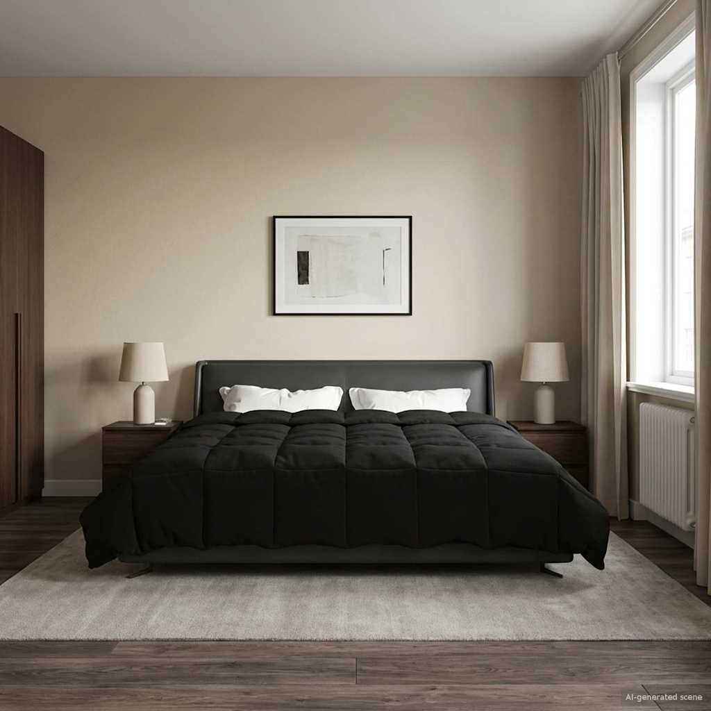 vidaXL Зимен юрган 200 x 200 cm Зима Микрофибър (100% полиестер) Черно
