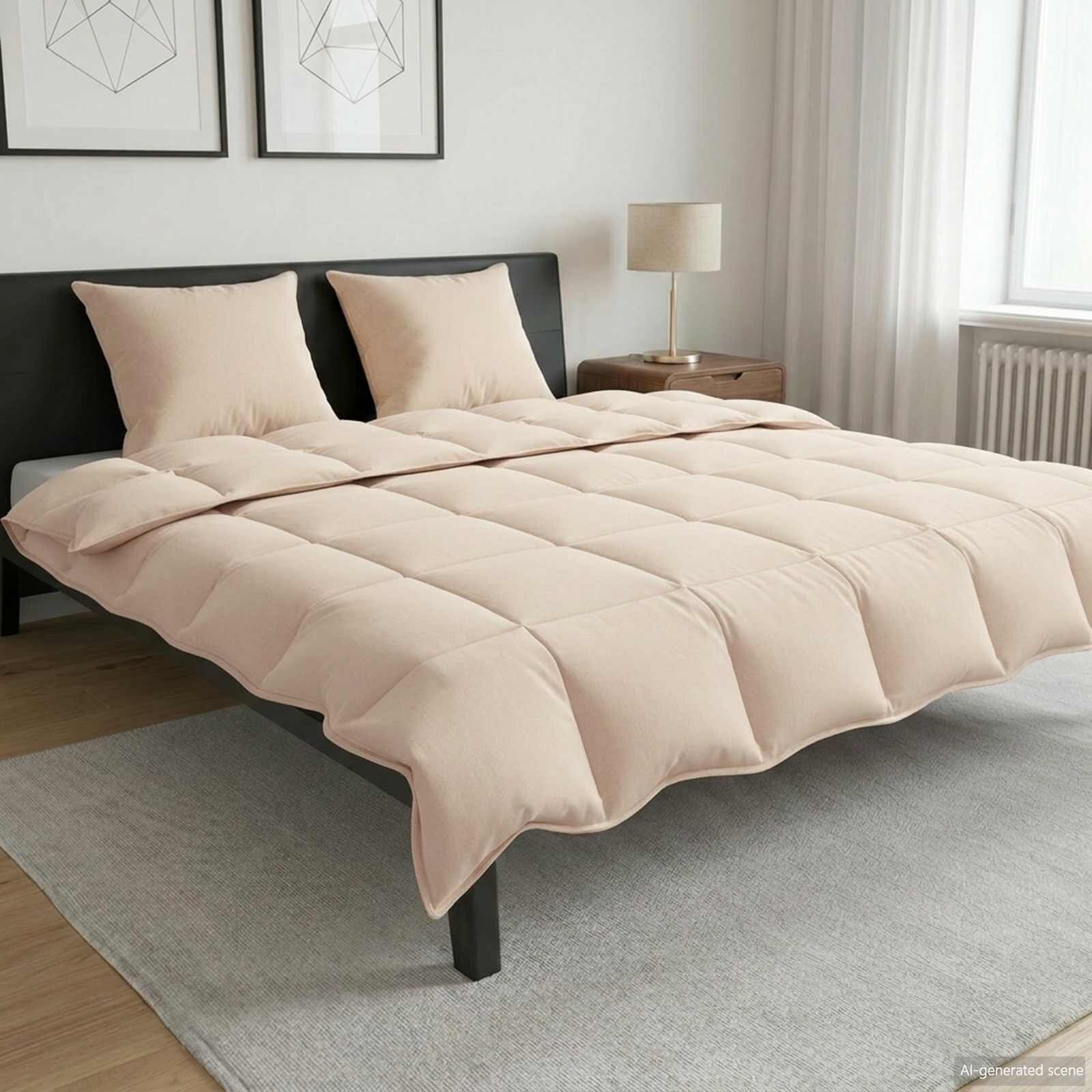 vidaXL Зимен юрган Бежово 200 x 200 cm 100% натурален капок
