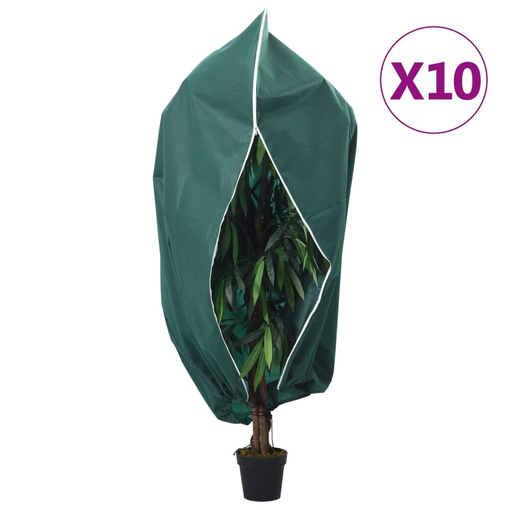 vidaXL Зимни покривала за растения с цип 10 бр 70 г/м² 393x35 м